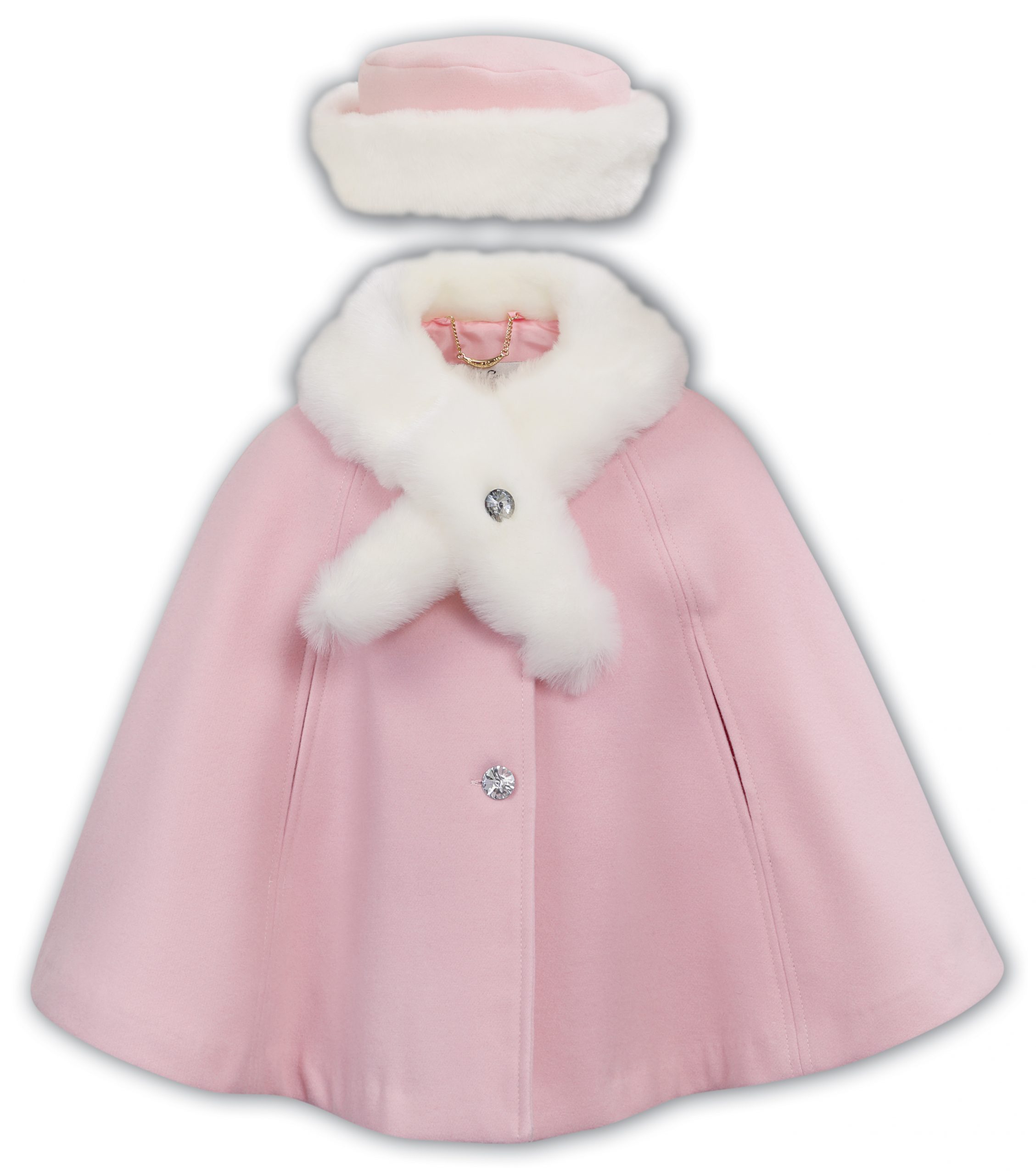 Sarah Louise Pink Coat with White Fur Trim 2Y