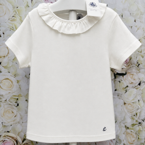 Cream Frill Collar Top by Petit Bateau