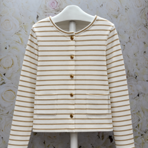 Gold Glitter Striped Cardigan by Petit Bateau
