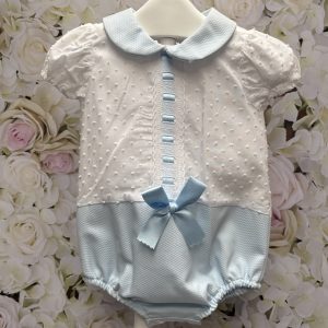 Wee Me Blue & White Romper