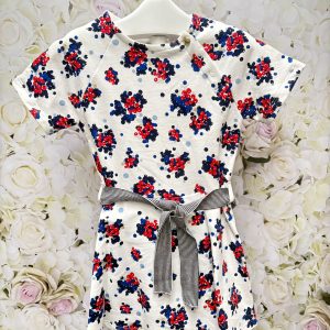 Red & Navy Balloon Dress by Petit Bateau